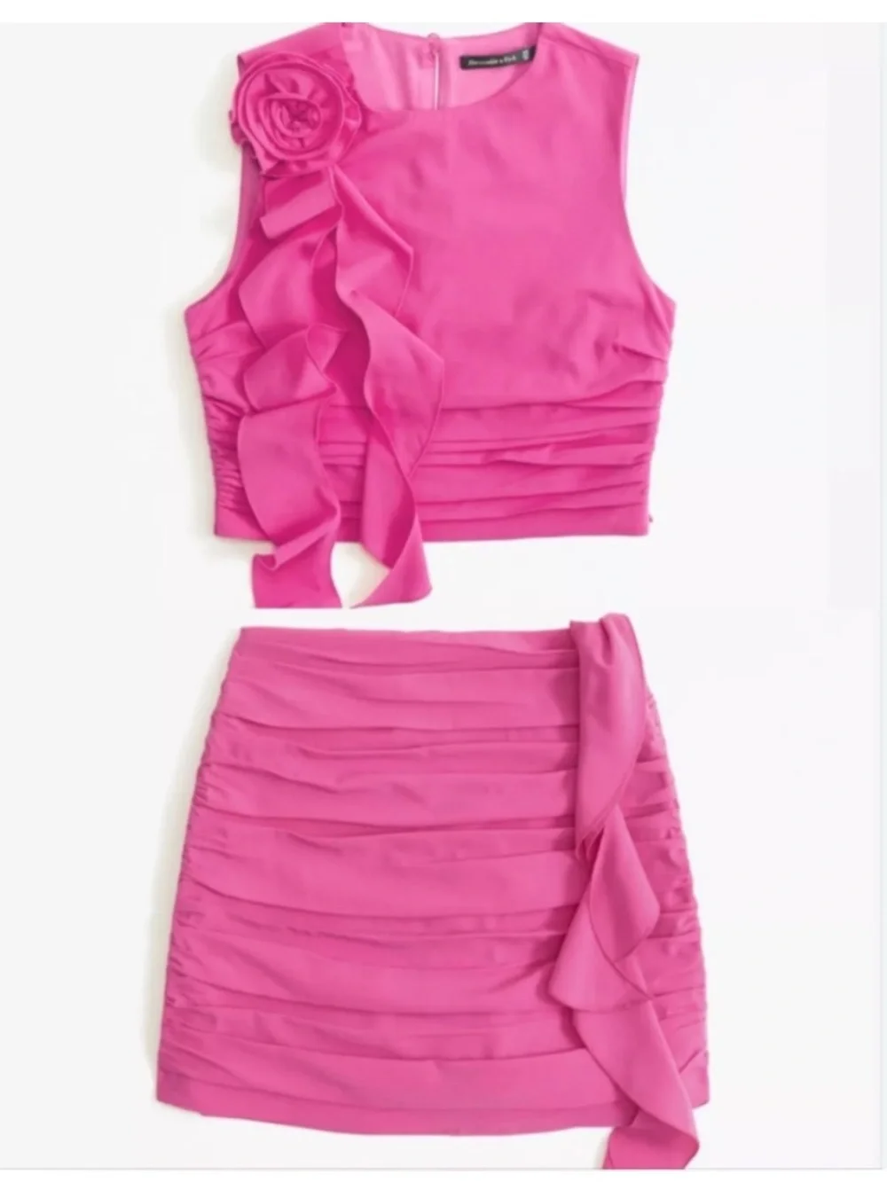 Abercrombie & Fitch Pink Raspberry Rose Rosette Skort / Tank Set Size M
